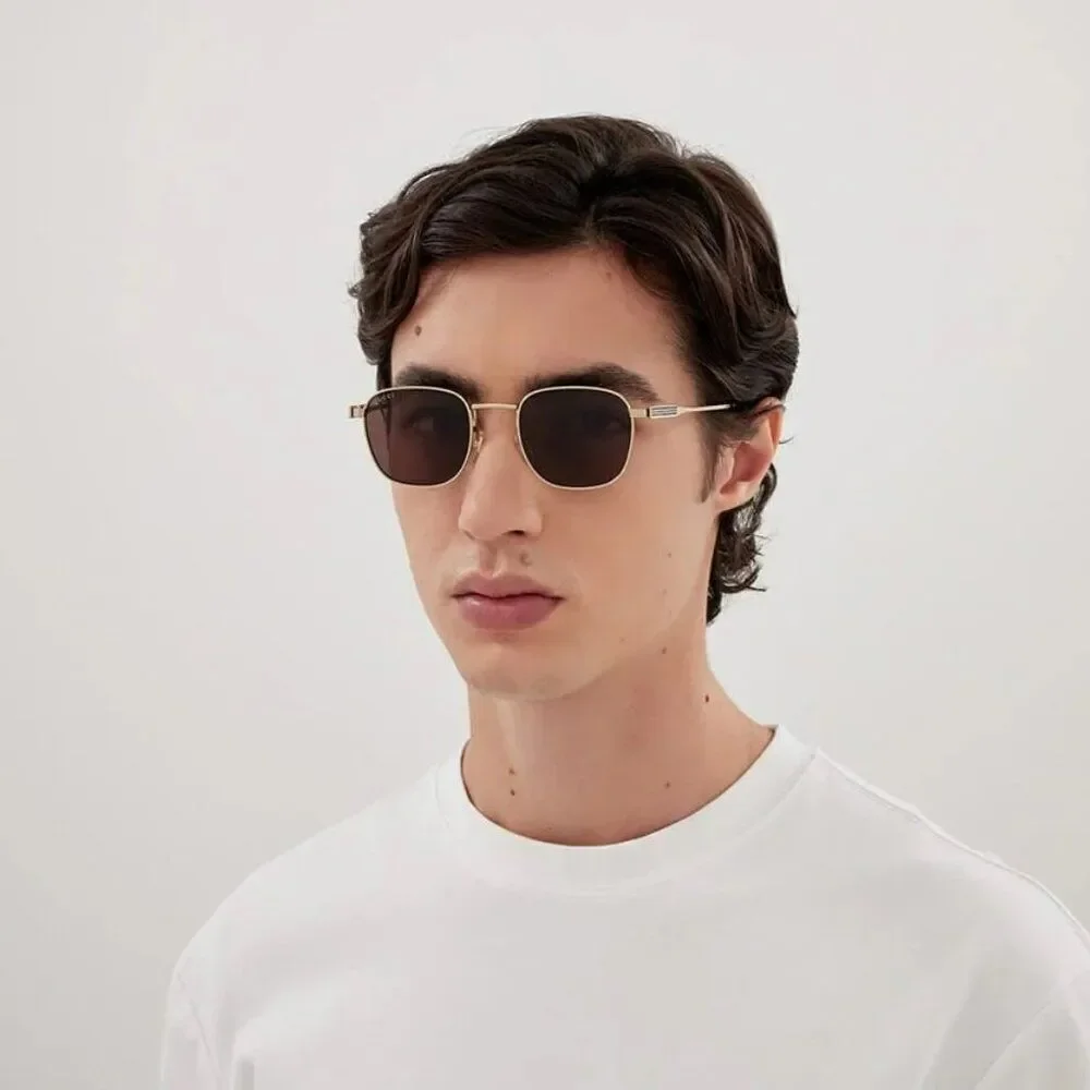 Gucci Men Sunglasses Gold Brown Square GG1876S 002 NEW AUTHENTIC